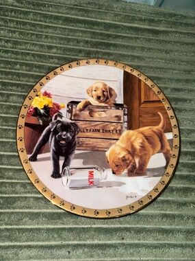 Hamilton Collection Puppy Playtime Round Wall Decor - Breakfast is Served